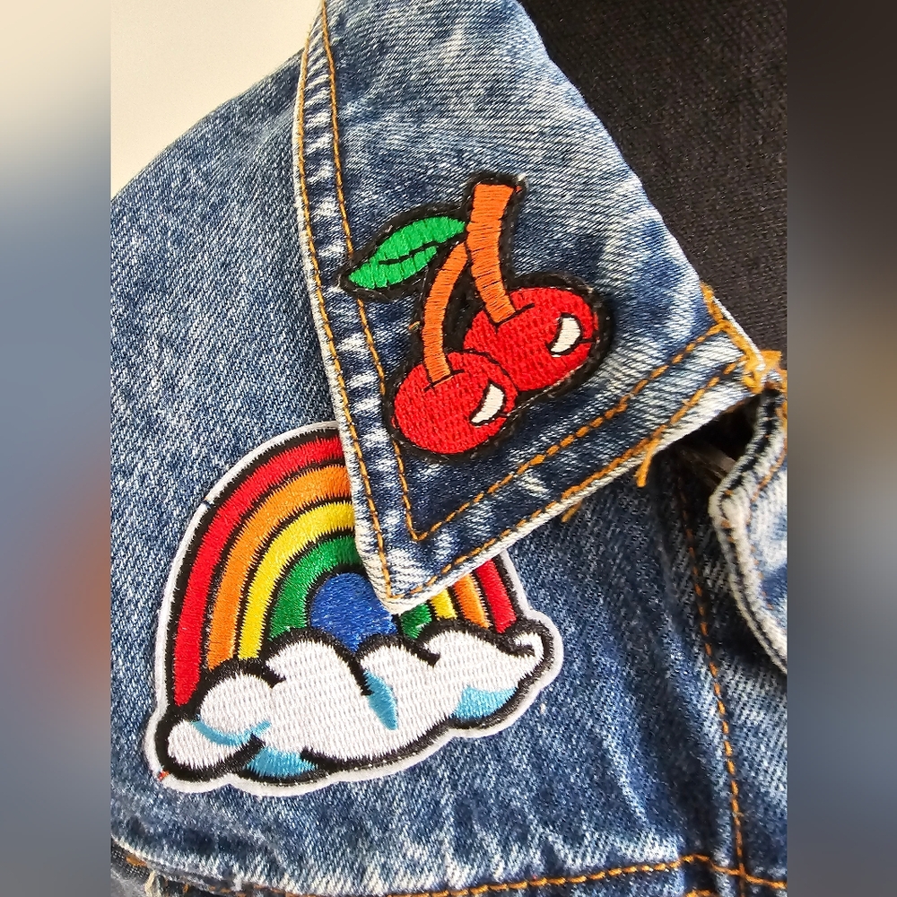 Lola + The Kids - All About The Patch Crop Denim Jacket - Girls Sz 14 - Picture 5 of 9
